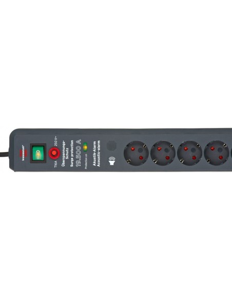 Base de tomas múltiples Secure-Tec con protección contra subidas de tensión y señal acústica