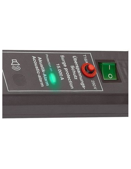 Base de tomas múltiples Secure-Tec con protección contra subidas de tensión y señal acústica