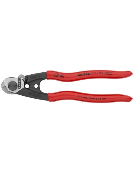 Cortacables para cable trenzado forjado recubiertos de plástico 190 mm KNIPEX 95 61 190