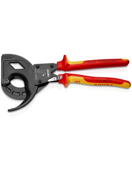 Cortacables (tipo carraca, 3 pasos) aislados con fundas multicomponentes, según norma VDE negro atramentado 320 mm KNIPEX 95 36