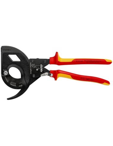 Cortacables (tipo carraca, 3 pasos) aislados con fundas multicomponentes, según norma VDE negro atramentado 320 mm KNIPEX 95 36