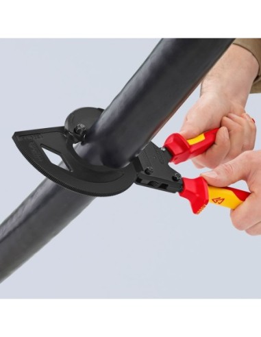 Cortacables (tipo carraca, 3 pasos) aislados con fundas multicomponentes, según norma VDE negro atramentado 320 mm KNIPEX 95 36