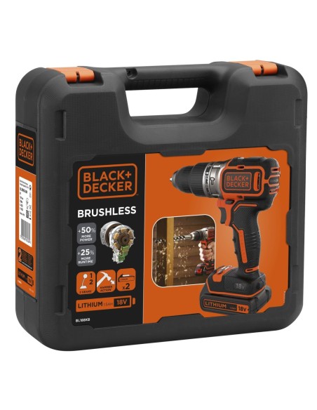 BL188KB-QW - Taladro Percutor BRUSHLESS 18V con 2 baterías 1,5Ah de Litio y maletín