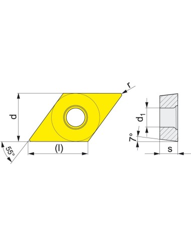 REF. 8515 PLAQUITA INTERCAMBIABLE TORNEADO DCGT 55 POSITIVA ALUMINIO