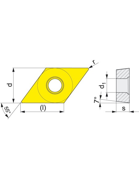REF. 8515 PLAQUITA INTERCAMBIABLE TORNEADO DCGT 55 POSITIVA ALUMINIO