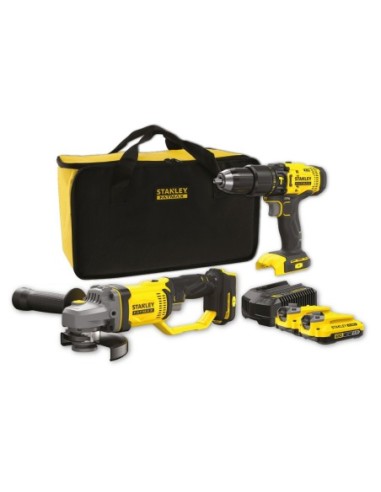 COMBO KIT V20 Li-Ion 18V: Taladro Percutor SFMCD711 + Mini-Amoladora SFMCG400 con 2 baterías Li-Ion 2Ah y bolsa de transporte