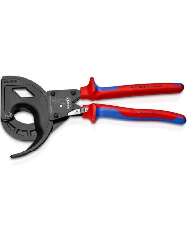 Cortacables (tipo carraca, 3 pasos) con fundas multicomponentes negro atramentado 320 mm KNIPEX 95 32 320