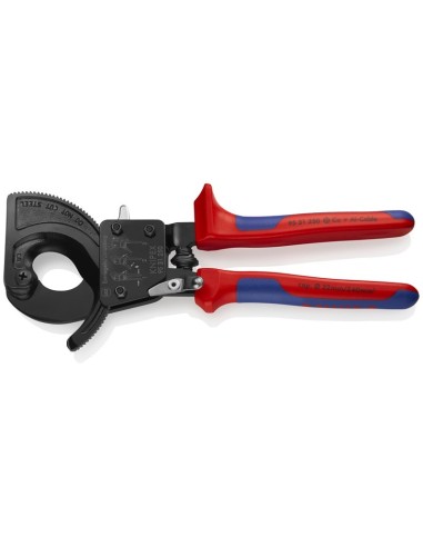 Cortacables (tipo carraca) con fundas multicomponentes negro, lacado 250 mm (cartulina autoservicio/blíster) KNIPEX 95 31 250