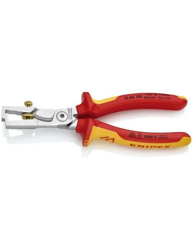 StriX Alicate pelacables con tijeras cortacables aislados con fundas multicomponentes, según norma VDE cromado 180 mm KNIPEX 1