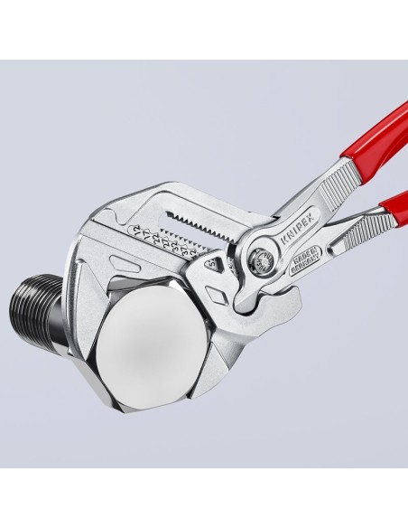 Tenaza llave alicate y llave en una sola herramienta recubiertos de plástico cromado 300 mm KNIPEX 86 03 300