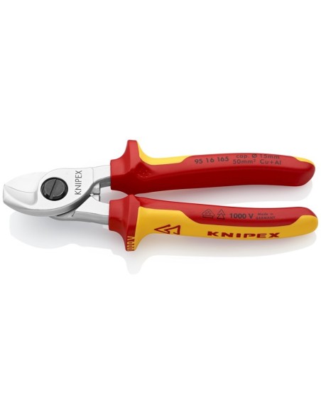 Tijeras cortacables aislados con fundas multicomponentes, según norma VDE cromado 165 mm (cartulina autoservicio/blíster) KNIPE