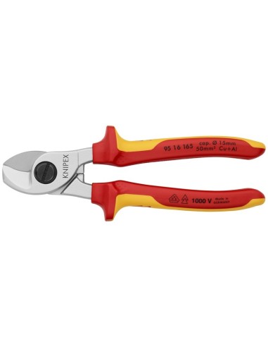Tijeras cortacables aislados con fundas multicomponentes, según norma VDE cromado 165 mm (cartulina autoservicio/blíster) KNIPE