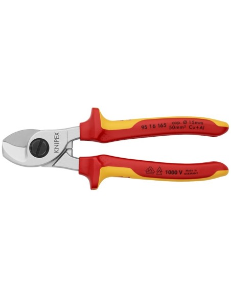 Tijeras cortacables aislados con fundas multicomponentes, según norma VDE cromado 165 mm (cartulina autoservicio/blíster) KNIPE