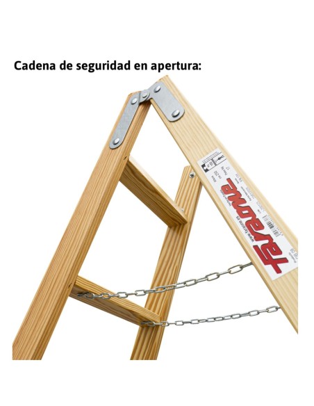 LDB | Escalera doble subida de madera barnizada