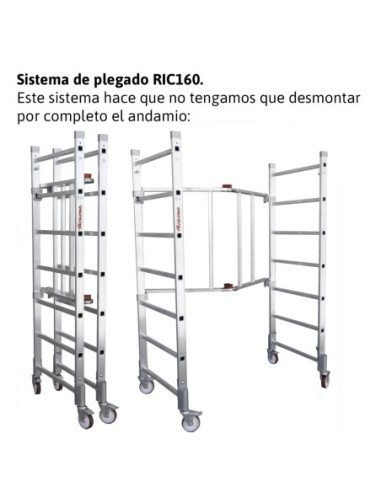 RAPIDO 160 | Andamio de aluminio con ruedas y plataforma de 160x80 cm.
