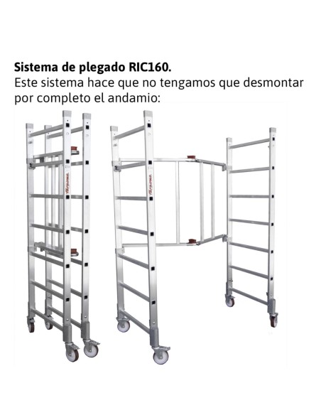 RAPIDO 160 | Andamio de aluminio con ruedas y plataforma de 160x80 cm.