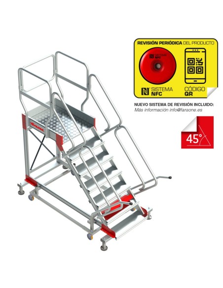 SY45 | Escalera con plataforma y cuatro ruedas | Inclinación de 45