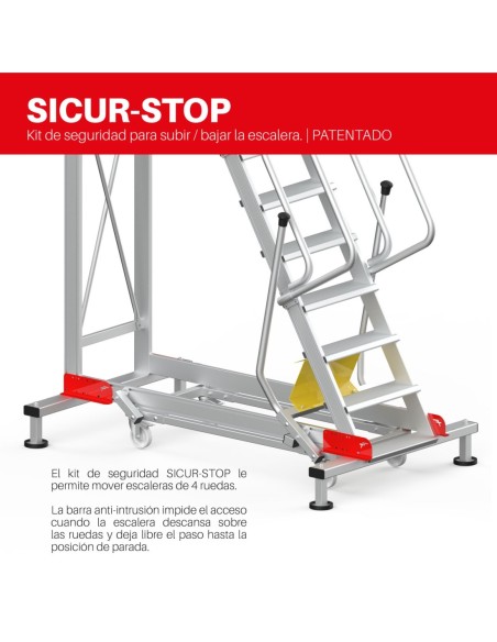 SY45 | Escalera con plataforma y cuatro ruedas | Inclinación de 45