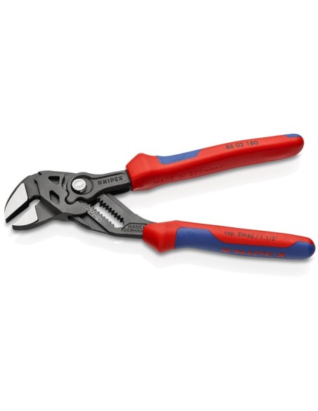 Tenaza llave alicate y llave en una sola herramienta con fundas multicomponentes gris atramentado 180 mm KNIPEX 86 02 180