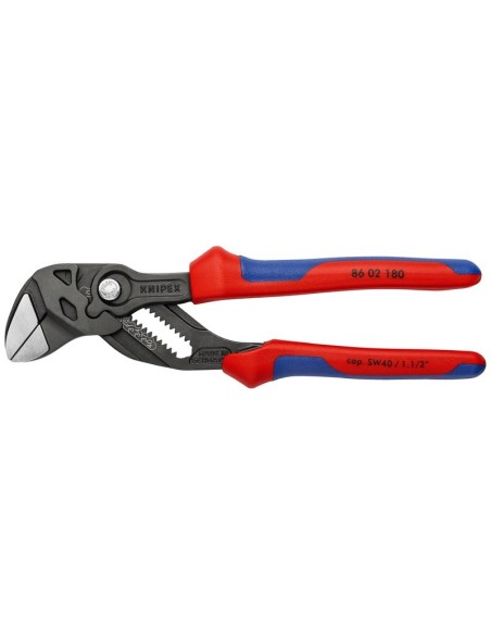 Tenaza llave alicate y llave en una sola herramienta con fundas multicomponentes gris atramentado 180 mm KNIPEX 86 02 180