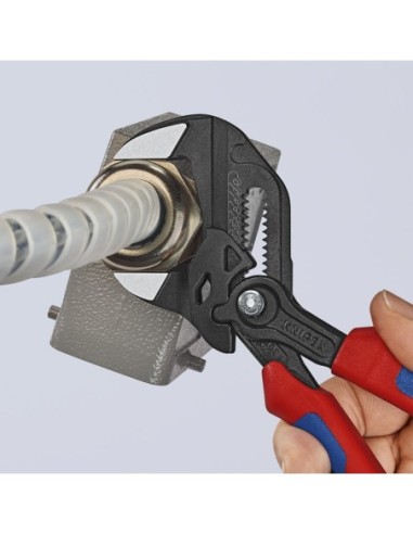 Tenaza llave alicate y llave en una sola herramienta con fundas multicomponentes gris atramentado 180 mm KNIPEX 86 02 180