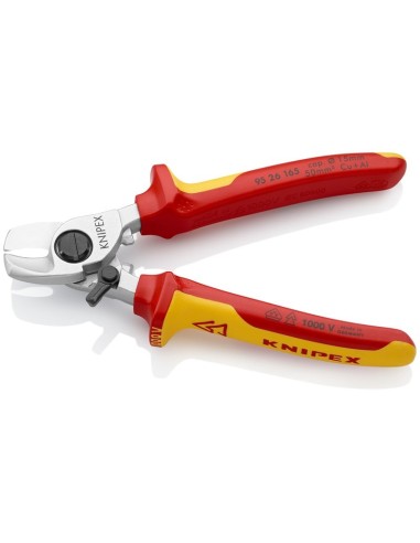 Tijeras cortacables con muelle de apertura aislados con fundas multicomponentes, según norma VDE cromado 165 mm KNIPEX 95 26 16