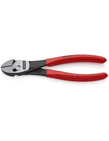 TwinForce Alicate de corte diagonal de alto rendimiento recubiertos de plástico negro atramentado 180 mm KNIPEX 73 71 180