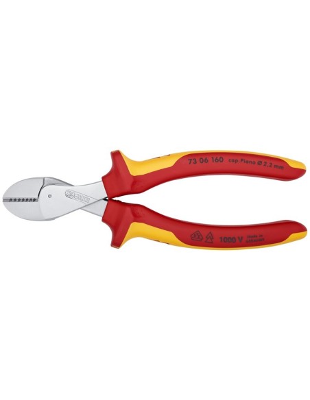 X-Cut Alicate de corte diagonal compacto gran efecto palanca aislados con fundas multicomponentes, según norma VDE cromado 160