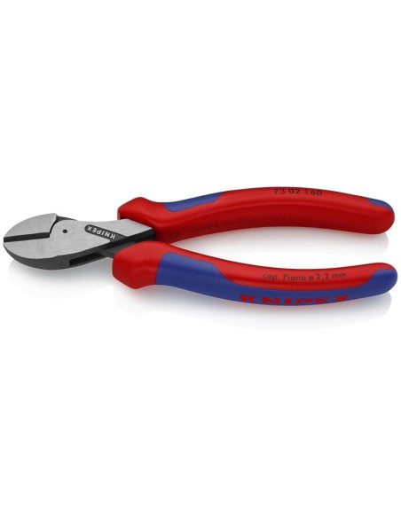 X-Cut Alicate de corte diagonal compacto gran efecto palanca con fundas multicomponentes negro atramentado 160 mm KNIPEX 73 02