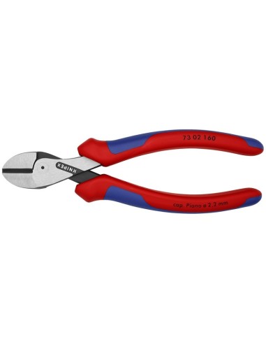 X-Cut Alicate de corte diagonal compacto gran efecto palanca con fundas multicomponentes negro atramentado 160 mm KNIPEX 73 02