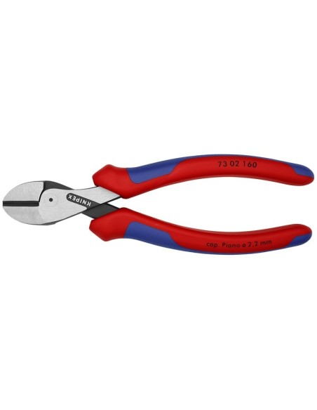 X-Cut Alicate de corte diagonal compacto gran efecto palanca con fundas multicomponentes negro atramentado 160 mm KNIPEX 73 02