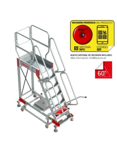 SY60 | Escalera de aluminio con plataforma y cuatro ruedas | Inclinación de 60