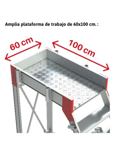 SY60 | Escalera de aluminio con plataforma y cuatro ruedas | Inclinación de 60