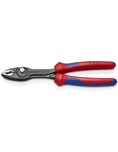 TwinGrip Alicate de agarre frontal ajustable con fundas multicomponentes negro atramentado 200 mm KNIPEX 82 02 200