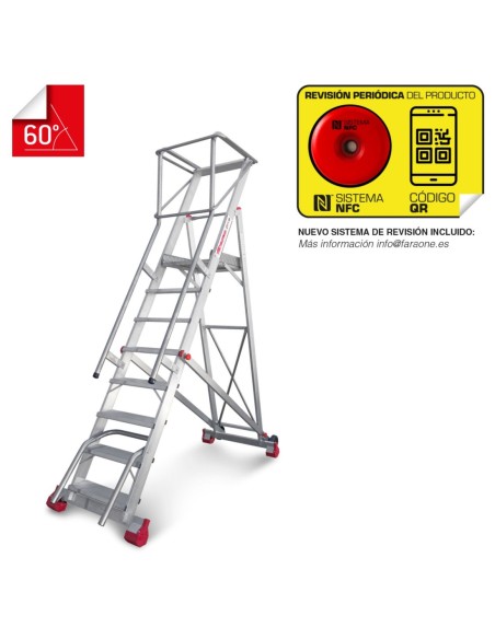 SMT | Escalera de almacén con plataforma y ruedas