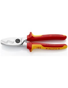 Tijeras cortacables con filo de corte doble aislados con fundas multicomponentes, según norma VDE cromado 200 mm (cartulina aut