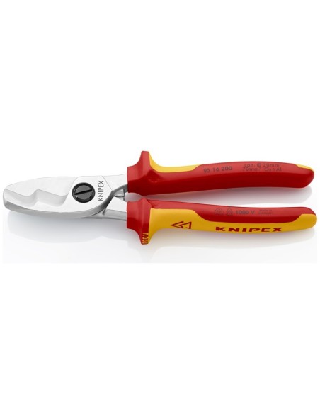 Tijeras cortacables con filo de corte doble aislados con fundas multicomponentes, según norma VDE cromado 200 mm (cartulina aut
