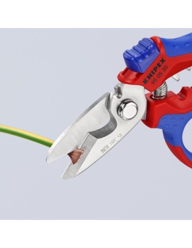 Tijeras de electricista anguladas con fundas multicomponentes, reforzadas con fibras de vidrio 160 mm KNIPEX 95 05 20 SB