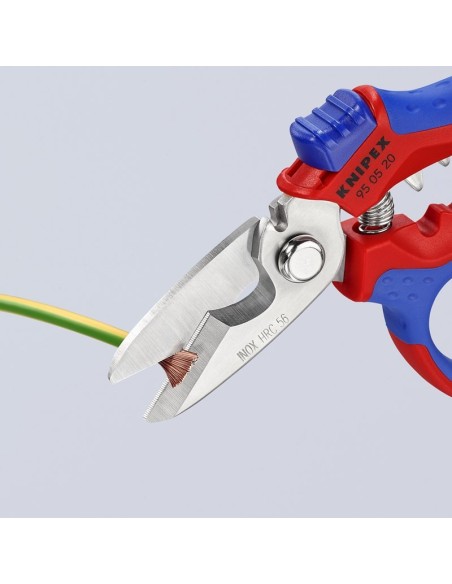 Tijeras de electricista anguladas con fundas multicomponentes, reforzadas con fibras de vidrio 160 mm KNIPEX 95 05 20 SB