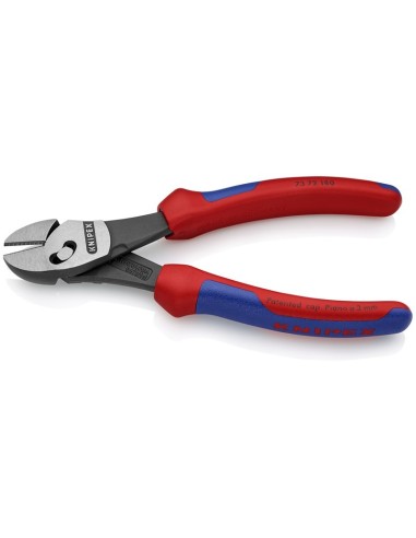 TwinForce Alicate de corte diagonal de alto rendimiento con fundas multicomponentes negro atramentado 180 mm KNIPEX 73 72 180