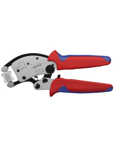 Twistor16 Alicate autoajustable para crimpar punteras huecas con cabezal giratorio para crimpar con fundas multicomponentes cr