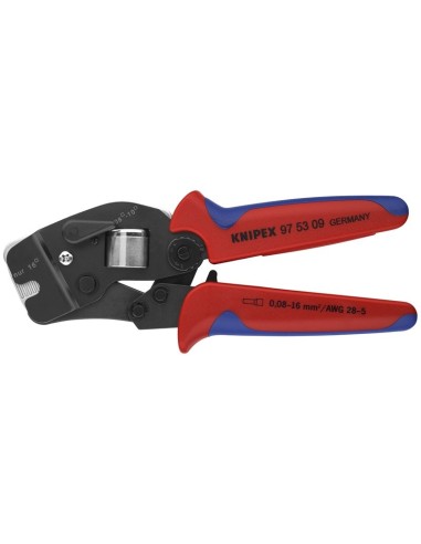 Alicate autoajustable para crimpar punteras huecas de acceso frontal con fundas multicomponentes bruñido 190 mm (cartulina auto