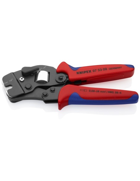 Alicate autoajustable para crimpar punteras huecas de acceso frontal con fundas multicomponentes bruñido 190 mm (cartulina auto