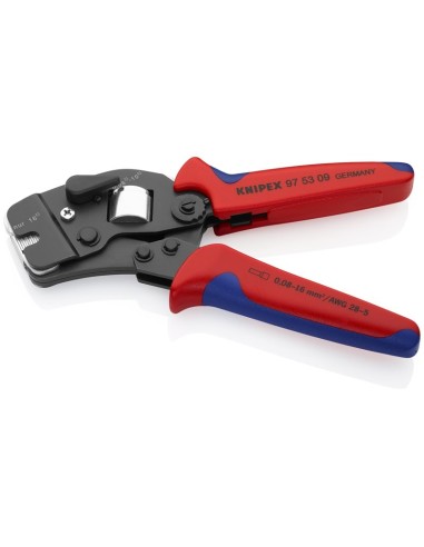 Alicate autoajustable para crimpar punteras huecas de acceso frontal con fundas multicomponentes bruñido 190 mm (cartulina auto