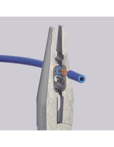 Alicate de electricista con fundas multicomponentes, con anilla de fijación integrada para colocar un dispositivo de protección