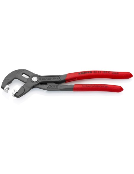 Alicate para abrazaderas Click recubiertos de plástico antideslizante gris atramentado 180 mm (cartulina autoservicio/blíster)