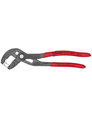 Alicate para abrazaderas Click recubiertos de plástico antideslizante gris atramentado 180 mm (cartulina autoservicio/blíster)