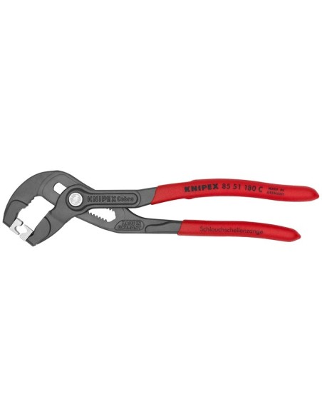 Alicate para abrazaderas Click recubiertos de plástico antideslizante gris atramentado 180 mm (cartulina autoservicio/blíster)