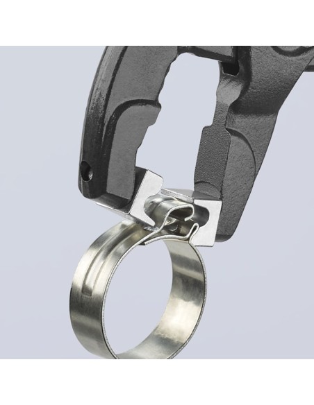 Alicate para abrazaderas Click recubiertos de plástico antideslizante gris atramentado 180 mm (cartulina autoservicio/blíster)