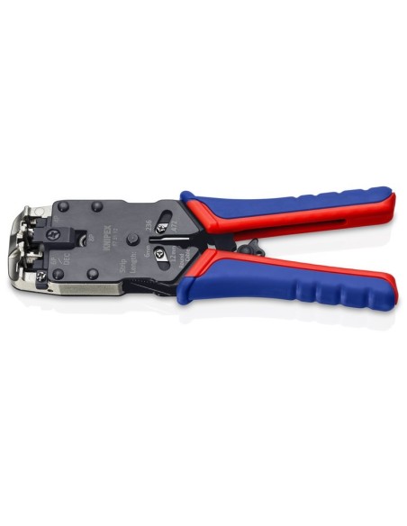 Alicate para crimpar conectores Western con fundas multicomponentes bruñido 200 mm (cartulina autoservicio/blíster) KNIPEX 97 5